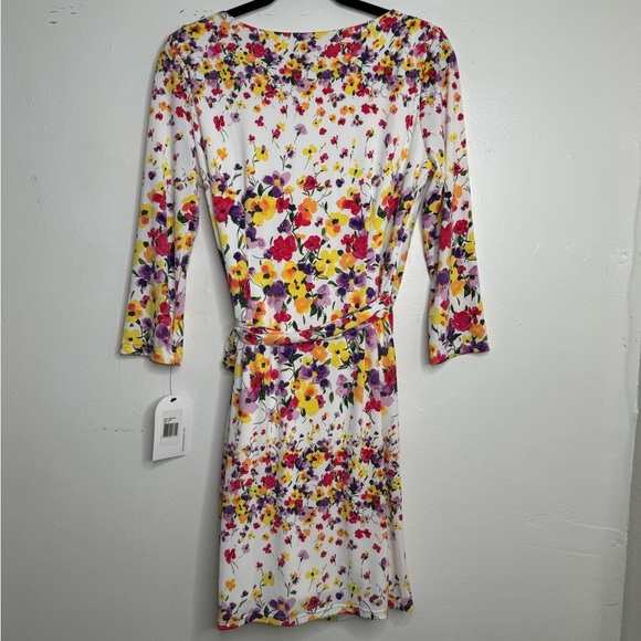 Jessica Simpson womens 6 midi floral vneck wrap belt elastic fabric dress spring - Picture 4 of 12